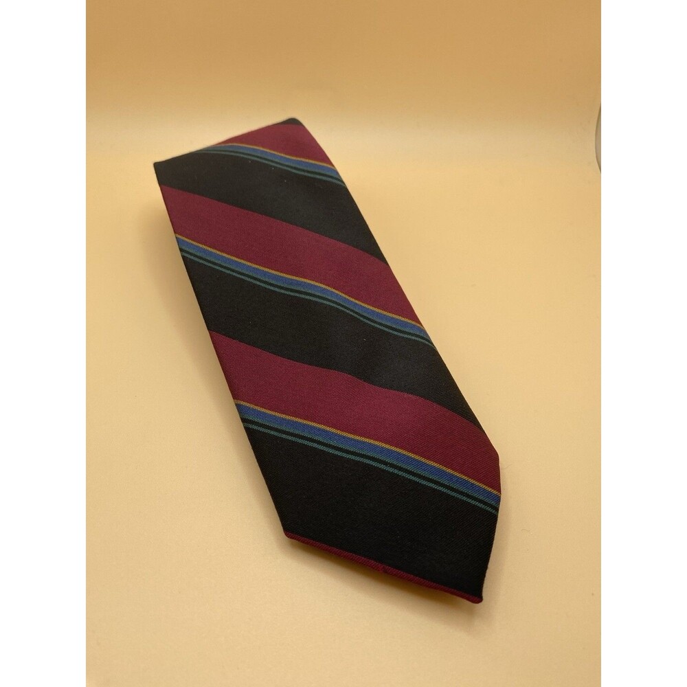Vintage DiMaro Elegante Striped Silk Tie Mens Burgundy Black Made in USA